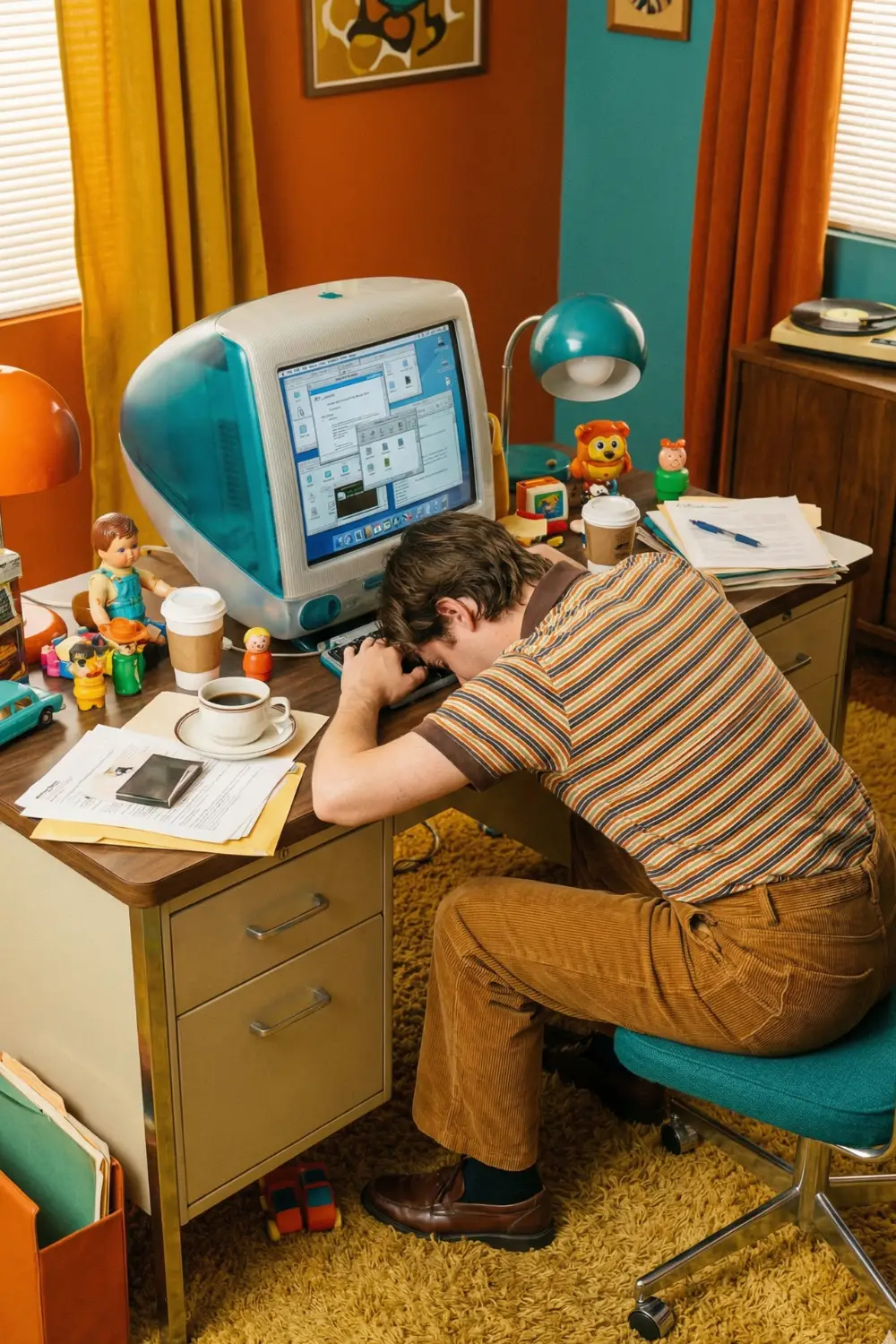 A man at his desk, everything's very old around him, and he's feeling very overwhelmed about how to introduce AI into his business.